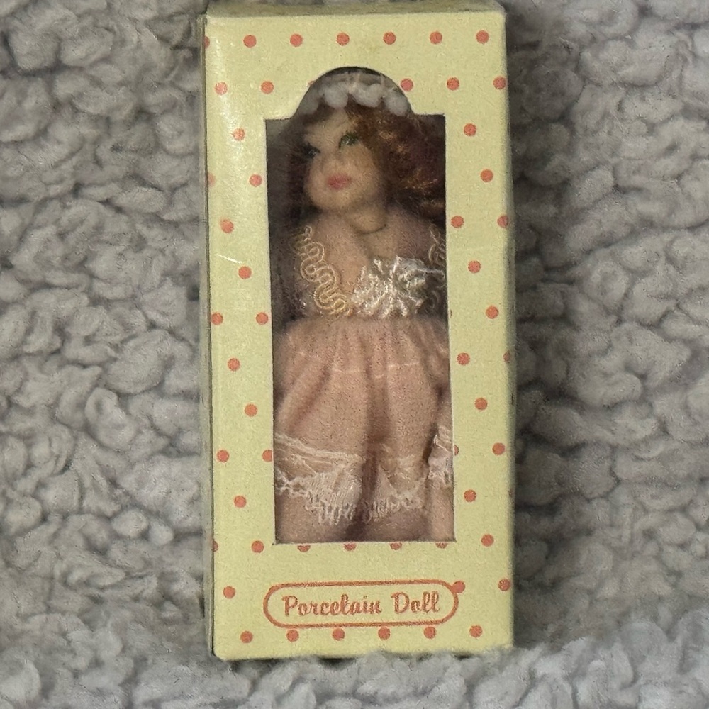 Delton Vintage Porcelain Doll in Pink Dress